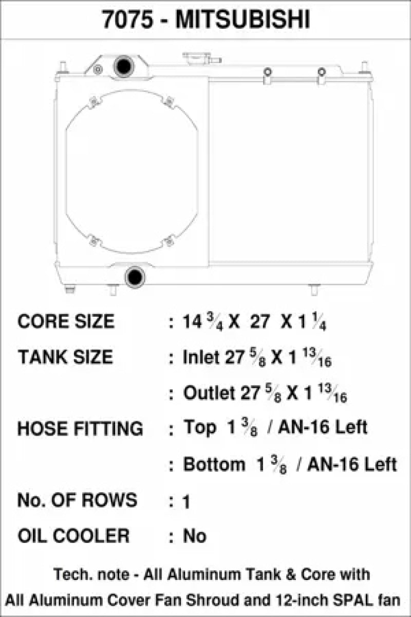 CSF 96-07 Mitsubishi Evo 4/5/6/7/8/9 Full-Slim Radiator w/12in Fan & Shroud/-16AN & Slip On Fitting-thumbmail-5