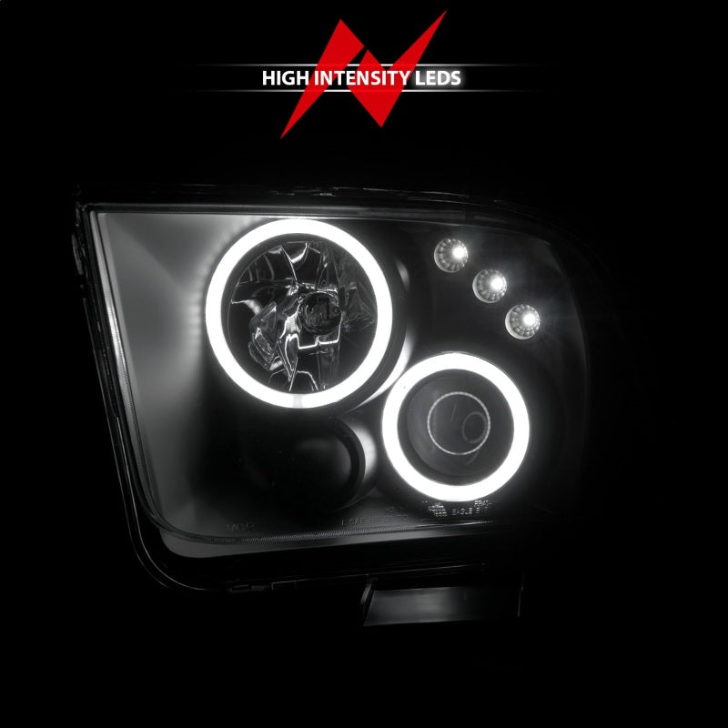 ANZO 2005-2009 Ford Mustang Projector Headlights w/ Halo Black-thumbmail-12