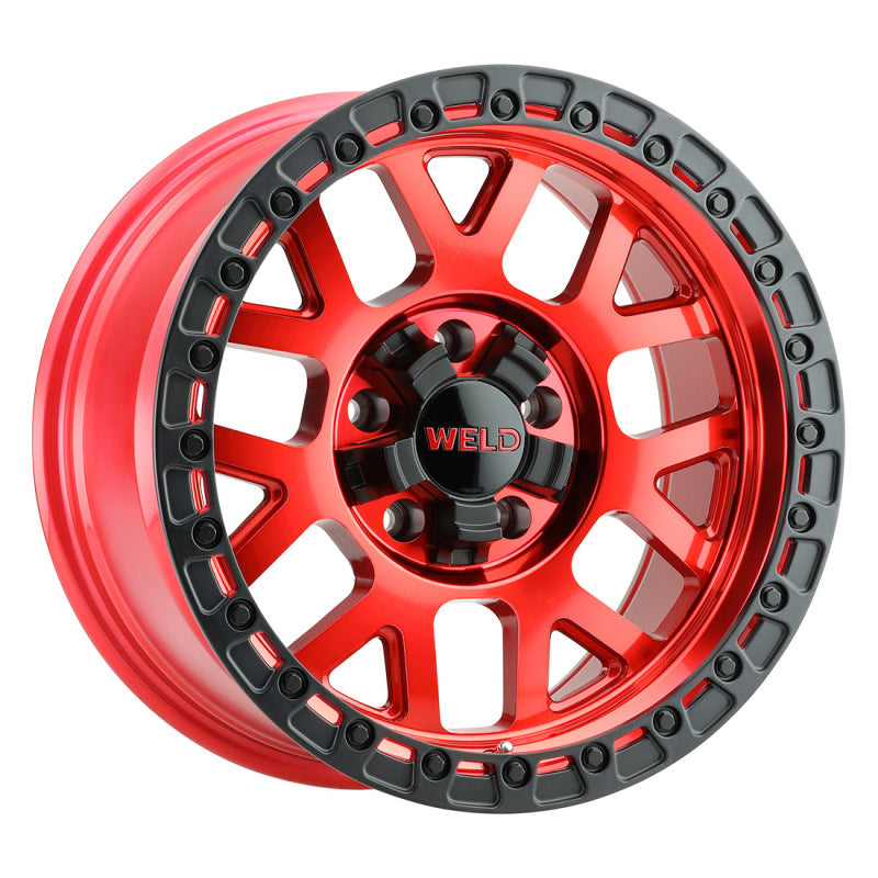 Weld Off-Road W133 17X9 Cinch 5X114.3 5X127 ET-12 BS4.50 Candy Red / Satin Black Ring 78.1-thumbmail-2