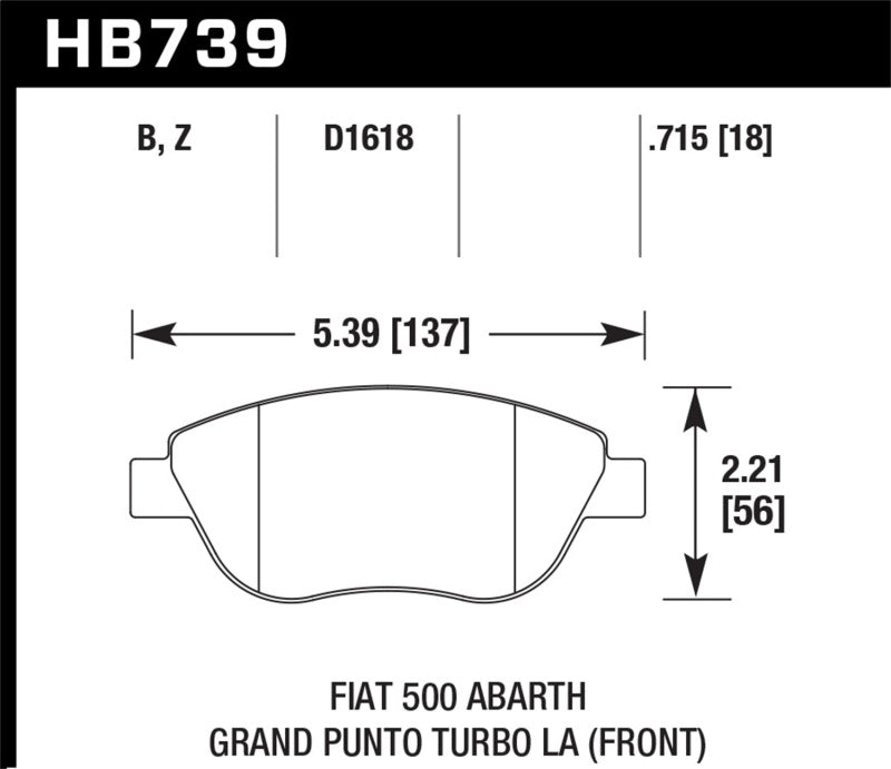 Hawk 2013 Fiat 500 Abarth Front HPS 5.0 Street Brake Pads-thumbmail-4
