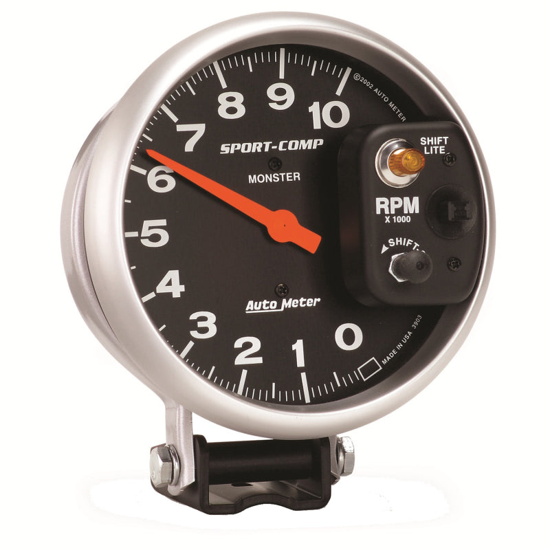 Autometer Sport-Comp 5 inch 10,000 RPM Pedestal Mount Tachometer (Shift-Lite on Control Shield)-thumbmail-3