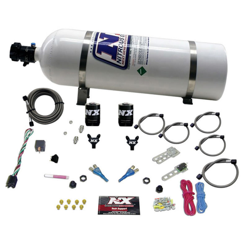 Nitrous Express GM EFI Dual Nozzle Nitrous Kit (100-300HP) w/15lb Bottle-thumbmail-2