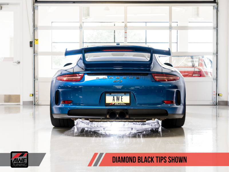 AWE Tuning Porsche 991 GT3 / RS Center Muffler Delete - Diamond Black Tips-thumbmail-12