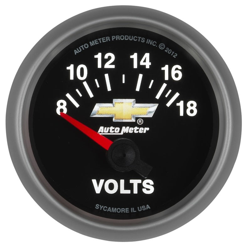 AutoMeter Gauge Voltmeter 2-1/16in. 18V Electric Chevy Gold Bowtie-thumbmail-6