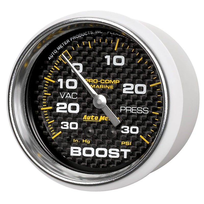 Autometer Marine Carbon Fiber Gauge 2-5/8in Mechanical Vacuum/Boost Gauge 30INHG-30PSI-thumbmail-3