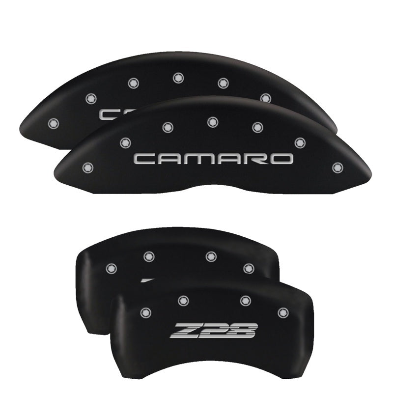 MGP 4 Caliper Covers Engraved Front & Rear MOPAR Black finish silver ch-thumbmail-3