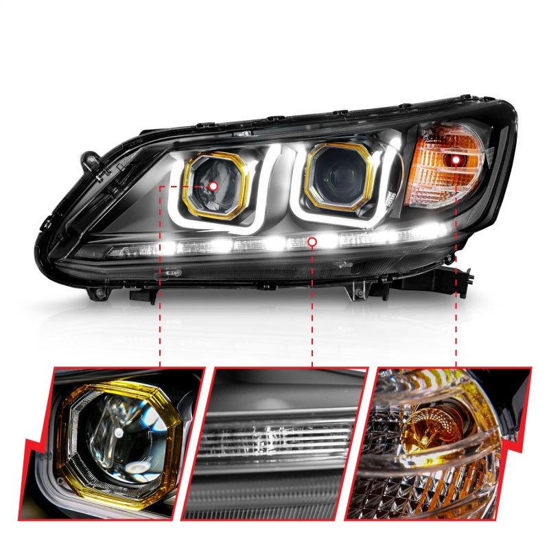 ANZO 2013-2015 Honda Accord Projector Headlights w/ U-Bar Black-thumbmail-12