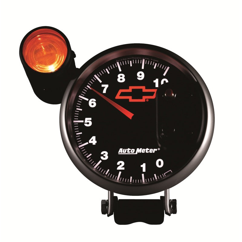 Autometer GM Bowtie Black 5in 10000 RPM Pedestal Electronic Tachometer w/ Ext Shift Light-thumbmail-4