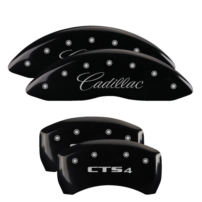 MGP 4 Caliper Covers Engraved Front Cursive/Cadillac Engraved Rear CTS4 Black finish silver ch-thumbmail-2