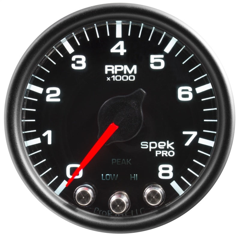 Autometer Spek-Pro Gauge Tach 2 1/16in 8K Rpm W/ Shift Light & Peak Mem Blk/Blk-thumbmail-3
