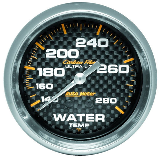 Autometer Carbon Fiber 2-5/8in 140-280 Deg F Mechanical Water Temp Gauge