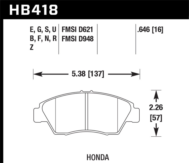 Hawk 02-06 RSX (non-S) Front / 03-11 Civic Hybrid / 04-05 Civic Si HP DTC-60 Front Race Brake Pads-thumbmail-8