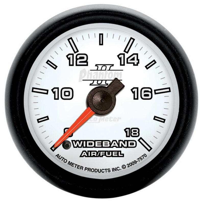 Autometer Phantom II 52mm Full Sweep Electronic 8:1-18:1 AFR Wideband Air/Fuel Ratio Analog Guage