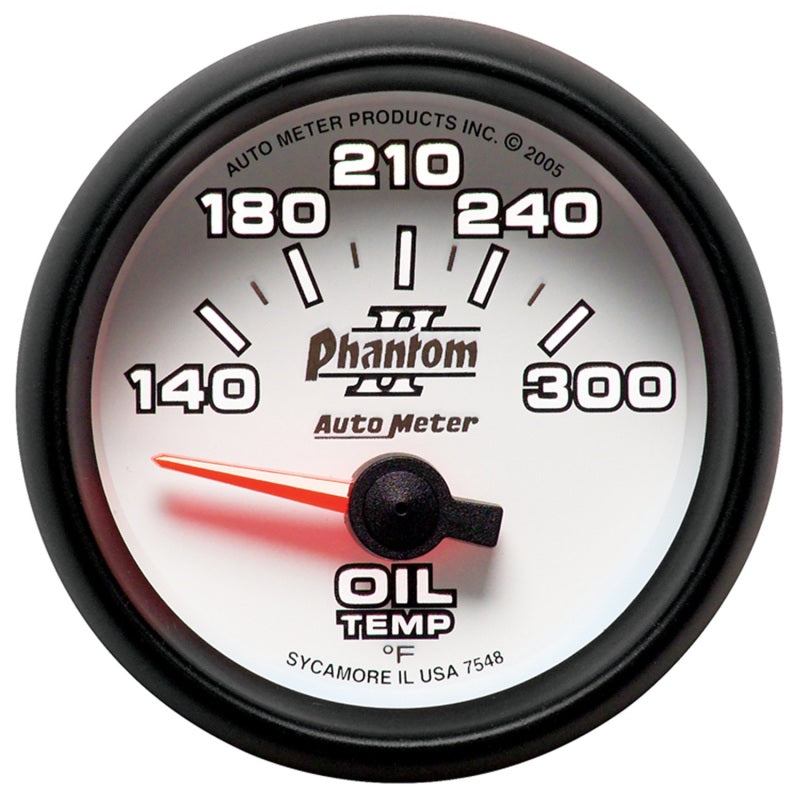 Autometer Phantom II 52mm Short Sweep Electronic 140-300 Deg F Oil Temperature Gauge-thumbmail-2