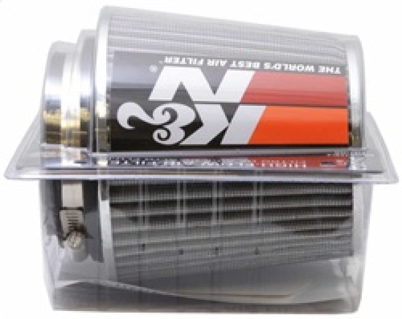K&N Universal Filter Chrome Round Tapered White - 4in Flange ID x 1.125in Flange Length x 5.5in H-thumbmail-20
