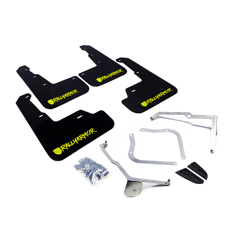 Rally Armor 15-21 Subaru WRX &amp; STI Black Mud Flap Green Altered Font Logo-thumbmail-2