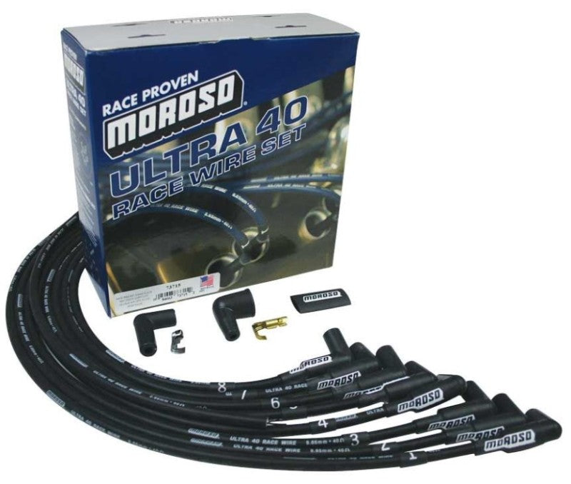 Moroso Chevrolet Big Block Ignition Wire Set - Ultra 40 - Unsleeved - HEI - Crab Cap - Black-thumbmail-1