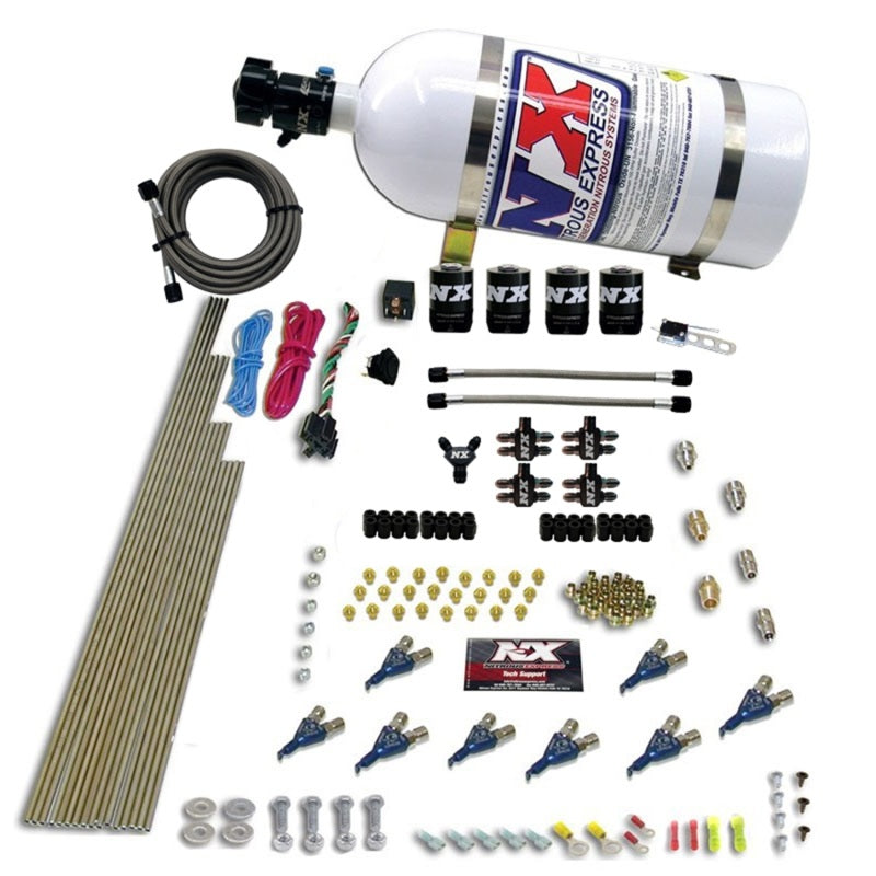 Nitrous Express 8 Cyl Piranha Direct Port 4 Solenoids Nitrous Kit (200-500HP EFI Jets) w/10lb Bottle-thumbmail-2