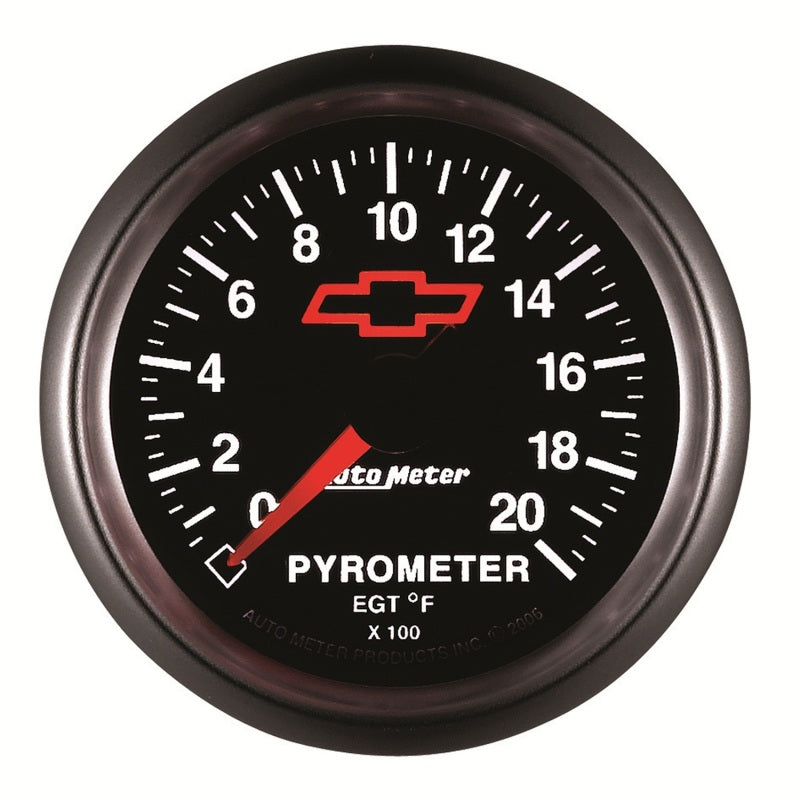 AutoMeter Gauge Pyrometer (Egt) 2-1/16in. 2000 Deg. F Stepper Motor Chevy Red Bowtie Black-thumbmail-6