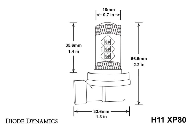 Diode Dynamics H11 XP80 LED - Cool - White (Pair)-thumbmail-4