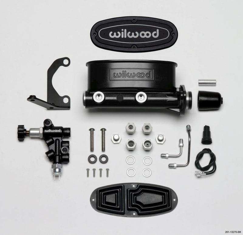 Wilwood HV Tandem M/C Kit w L/H Bracket & Prop Valve - 1 1/8in Bore Black-thumbmail-2