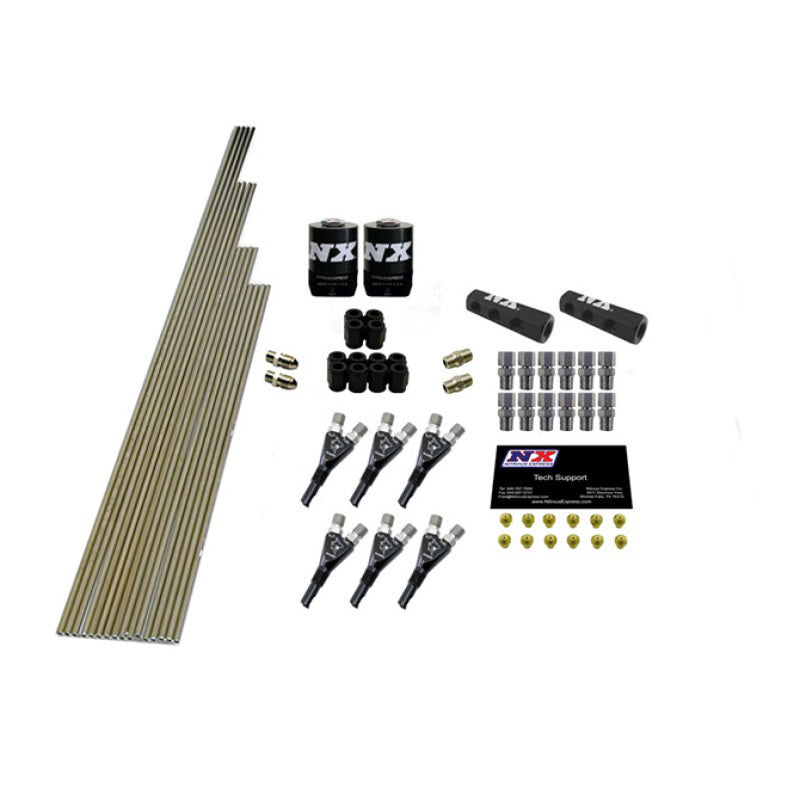 Nitrous Express 6 Cyl Shark Plumb Kit w/2 Solenoids & 150HP Jets Incl Hardware-thumbmail-2