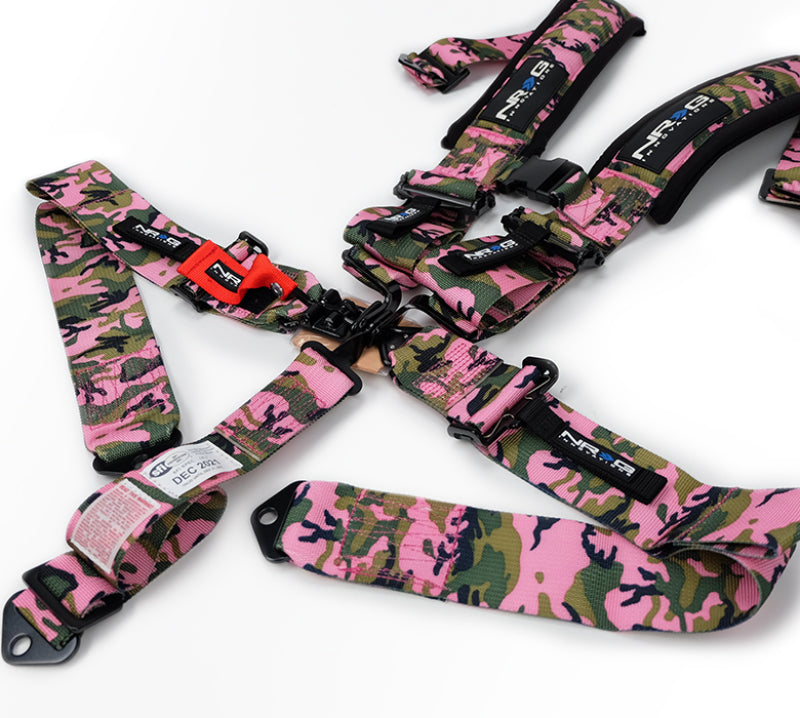 NRG SFI 16.1 5pt 3in. Seat Belt Harness/ Latch Link - Pink Camo-thumbmail-3