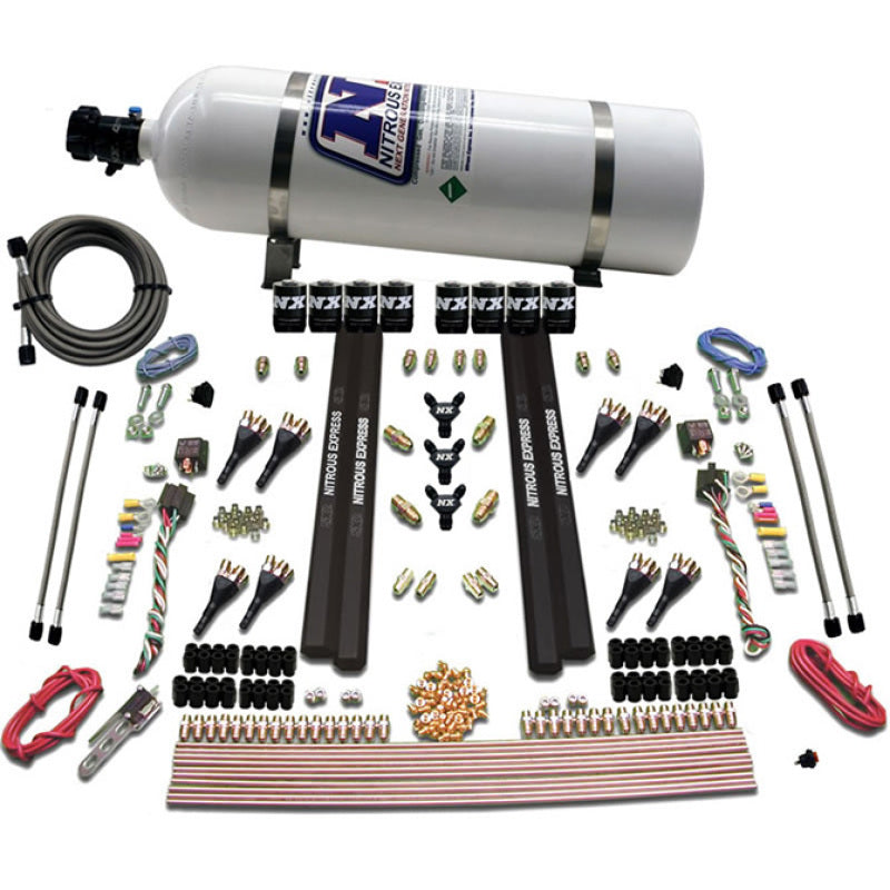 Nitrous Express SX2 Dual Stage 8 Solenoid /Gasoline Nitrous Kit (200-1200HP) w/15lb Bottle-thumbmail-2