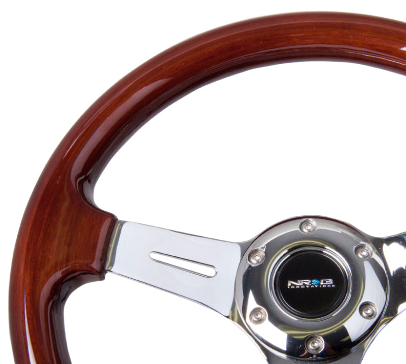 NRG Classic Wood Grain Steering Wheel (330mm) Wood Grain w/Chrome 3-Spoke Center-thumbmail-3