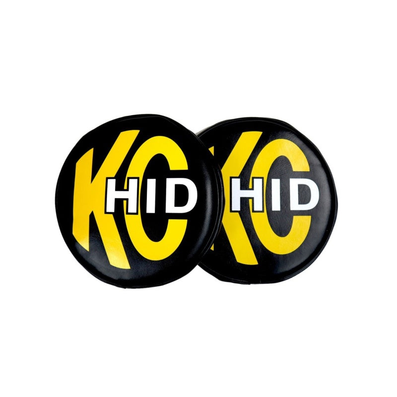 KC HiLiTES 8in. Round Soft Cover HID (Pair) - Black w/Yellow Brushed KC Logo-thumbmail-11