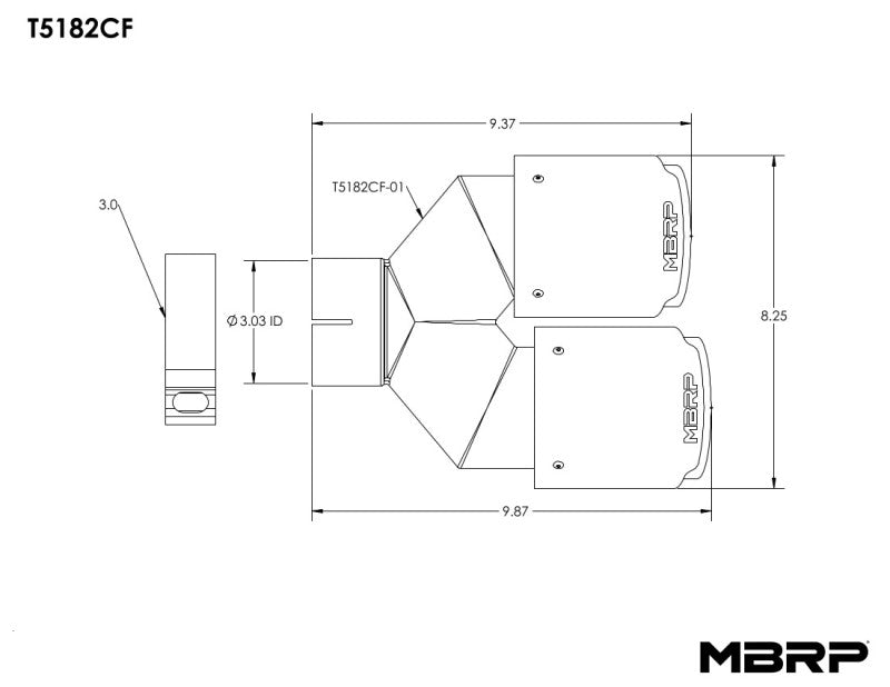 MBRP 3in ID / Dual 4in OD Out Staggered L 9.87in / R 9.37in Dual Wall Carbon Fiber Univ Exhaust Tip-thumbmail-8