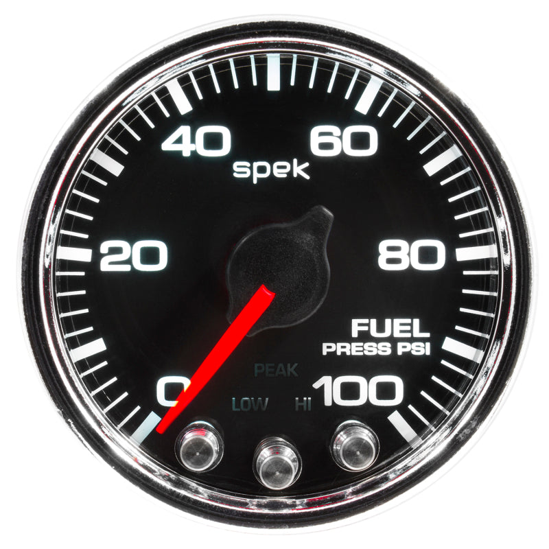 Autometer Spek-Pro Gauge Fuel Press 2 1/16in 100psi Stepper Motor W/Peak & Warn Blk/Chrm-thumbmail-3