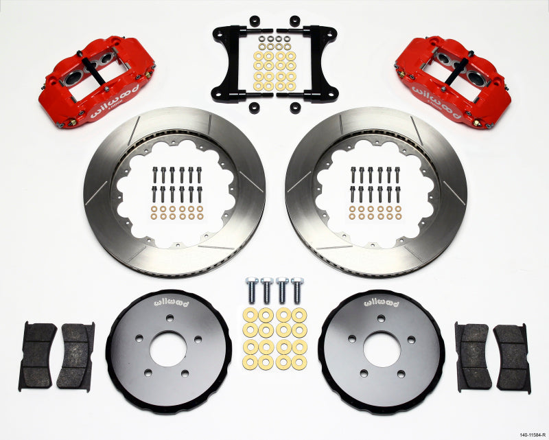Wilwood Narrow Superlite 6R Front Hat Kit 14.00in Red Nissan 370Z/Fiti G37-thumbmail-1