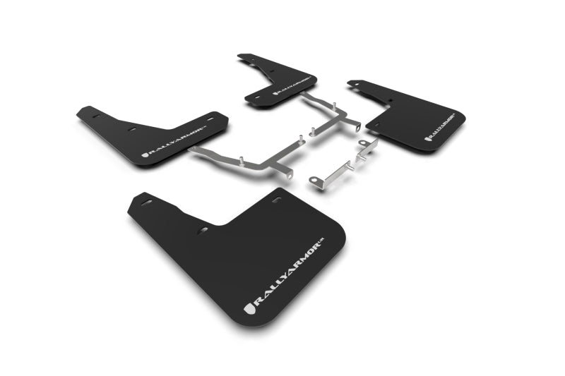 Rally Armor 19-22 Ford Focus ST MK4 (Hatch) Black UR Mud Flap w/ White Logo-thumbmail-4
