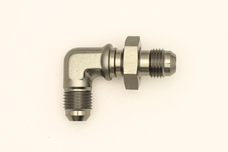 DeatschWerks 6AN Male Flare To 6AN Male Flare Bulkhead Adapter 90-Degree (Incl. Nut)-thumbmail-3