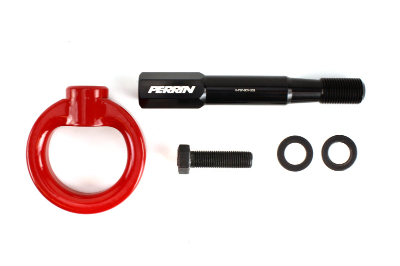Perrin 15-17 Subaru WRX/STI Tow Hook Kit (Front) - Red-thumbmail-4
