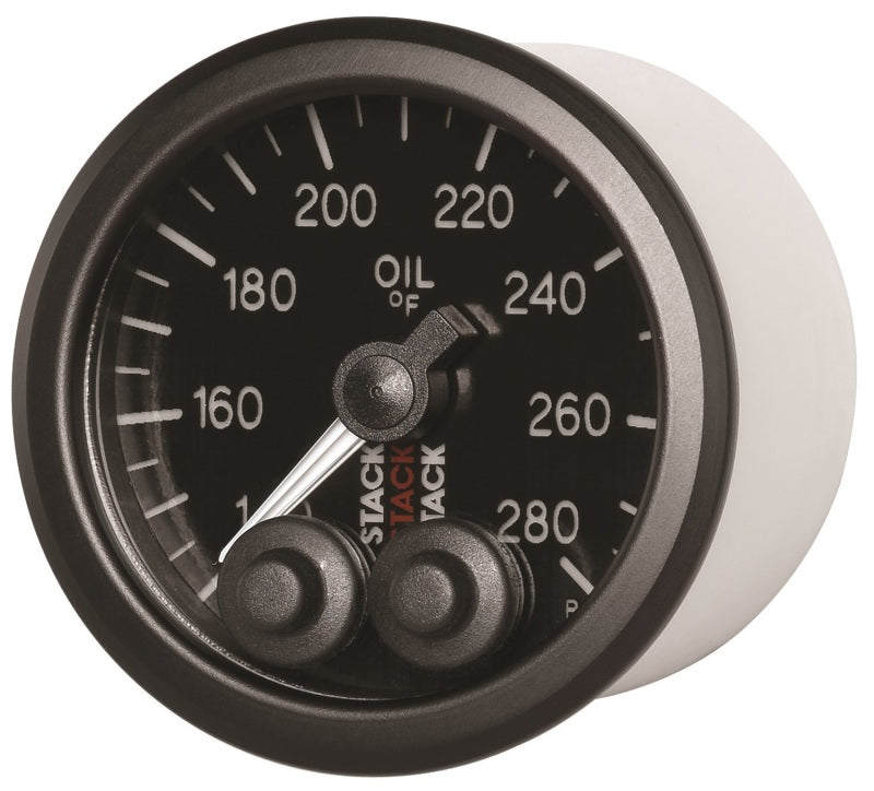Autometer Stack Instruments 52mm 140-280 Deg F 1/8in NPTF Male Pro Control Oil Temp Gauge - Black-thumbmail-3