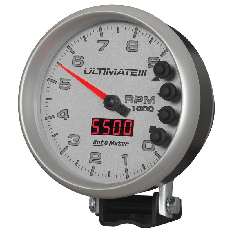Autometer 5 inch Ultimate III Playback Tachometer 9000 RPM - Silver-thumbmail-5