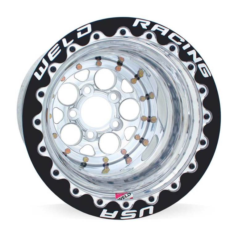 Weld Magnum 2.0 15x10 / 5x4.50 BP / 5in BS Polished Wheel - Black Single Beadlock M/T-thumbmail-1