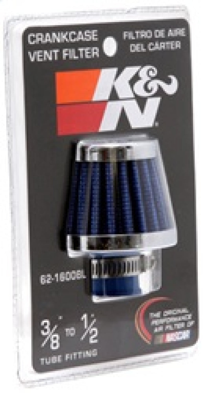 K&N 2in Base OD x .375in Flange ID x 1.75in H Rubber Base Crankcase Vent Filter - Blue-thumbmail-14