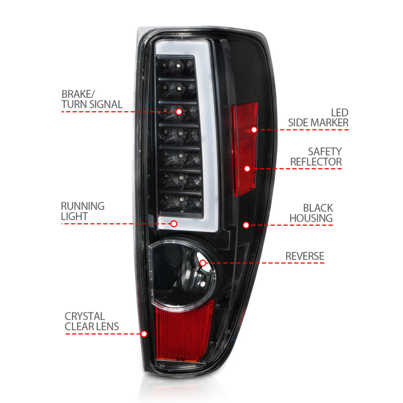ANZO 2004-2012 Chevrolet Colorado/ GMC Canyon LED Tail Lights w/ Light Bar Black Housing-thumbmail-13