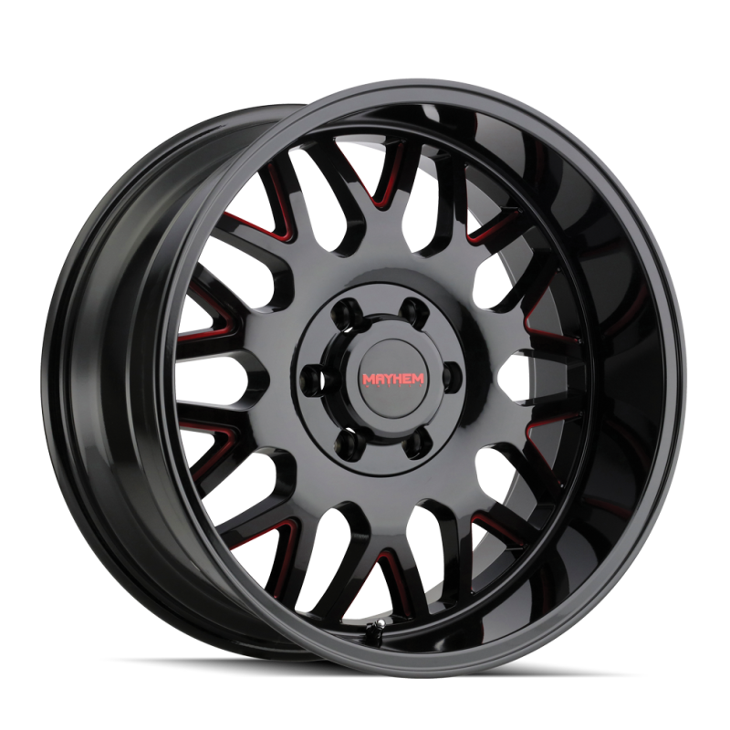 Mayhem 8110 Tripwire 20x9 / 8x165.1 BP / 0mm Offset / 130.8mm Hub Black w/ Prism Red Wheel-thumbmail-2