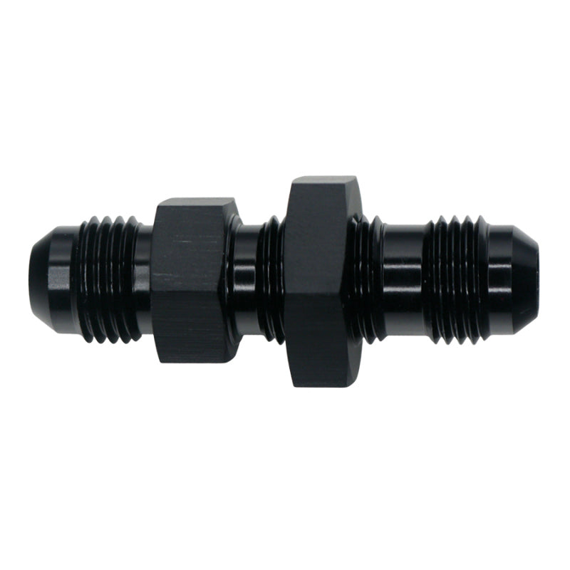 DeatschWerks 6AN Male Flare to 6AN Male Flare Bulkhead Adapter (Incl Nut) - Anodized Matte Black-thumbmail-1