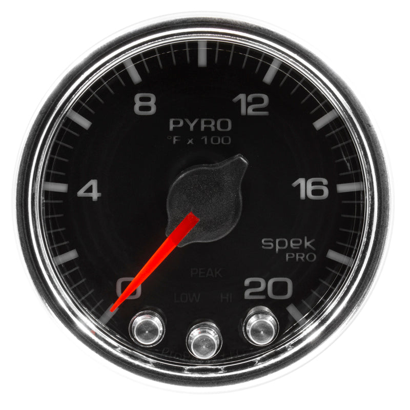 Autometer Spek-Pro Gauge Pyro. (Egt) 2 1/16in 2000f Stepper Motor W/Peak & Warn Blk/Chrm-thumbmail-3