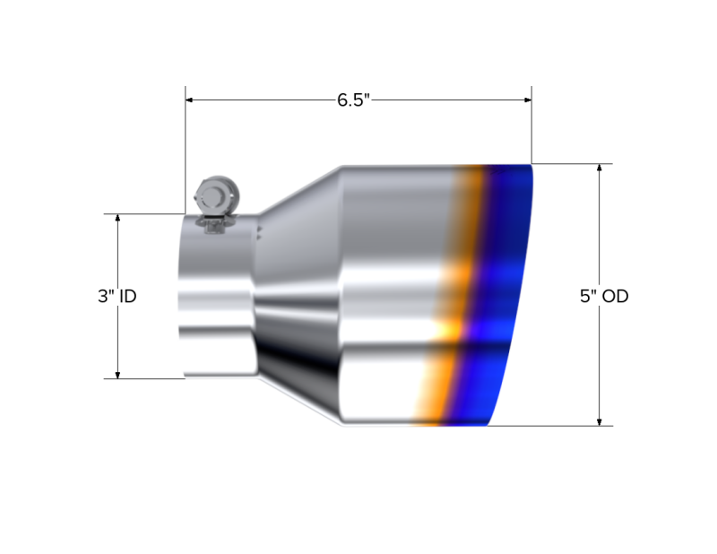 MBRP T304 Stainless Steel Burnt End Angle Cut Exhaust Tip - 3in. ID / 5in. OD / 6.5in. Length-thumbmail-2