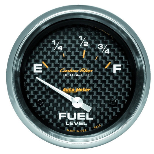 AutoMeter Gauge Fuel Level 2-5/8in. 73 Ohm(e) to 10 Ohm(f) Elec Carbon Fiber