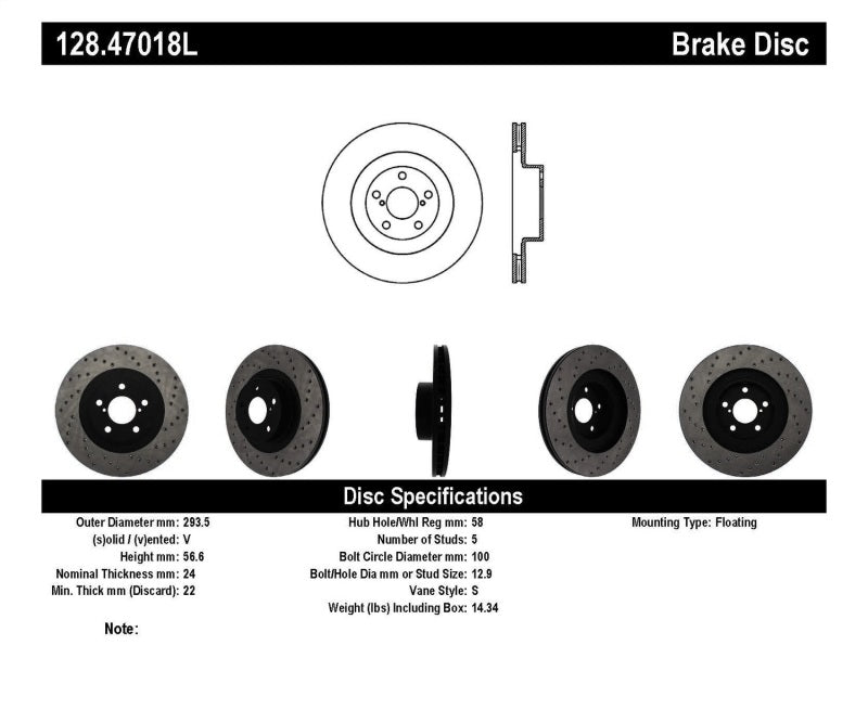 StopTech 02-10 WRX Drilled Left Front Rotor-thumbmail-2