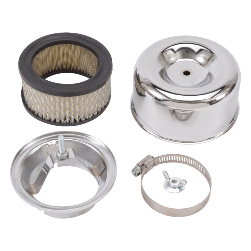 Edelbrock Air Cleaner 94 Series Round Steel Top 4 65In Dia X 3 125In 2 63In ID Raised Base Chrome-thumbmail-3