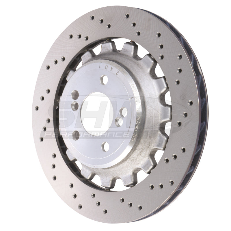 SHW 19-21 BMW M2 Competition 3.0L Right Rear Cross-Drilled Lightweight Brake Rotor-thumbmail-2