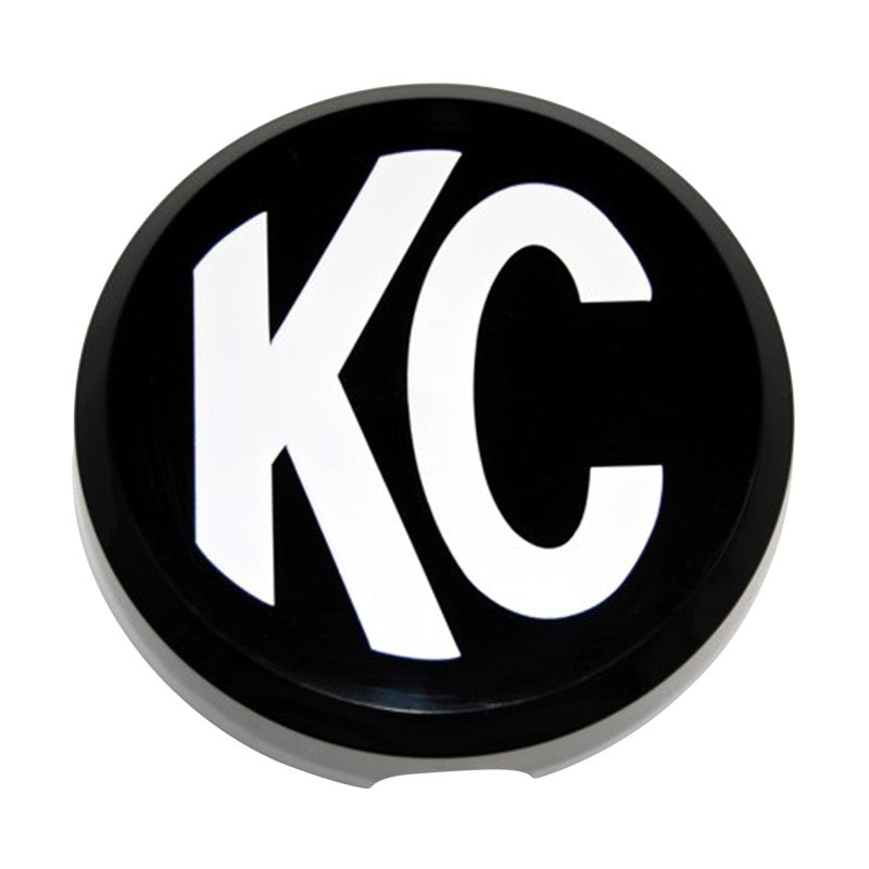 KC HiLiTES 6in. Round Hard Cover for Daylighter/SlimLite/Pro-Sport (Single) - Black w/White KC Logo-thumbmail-2